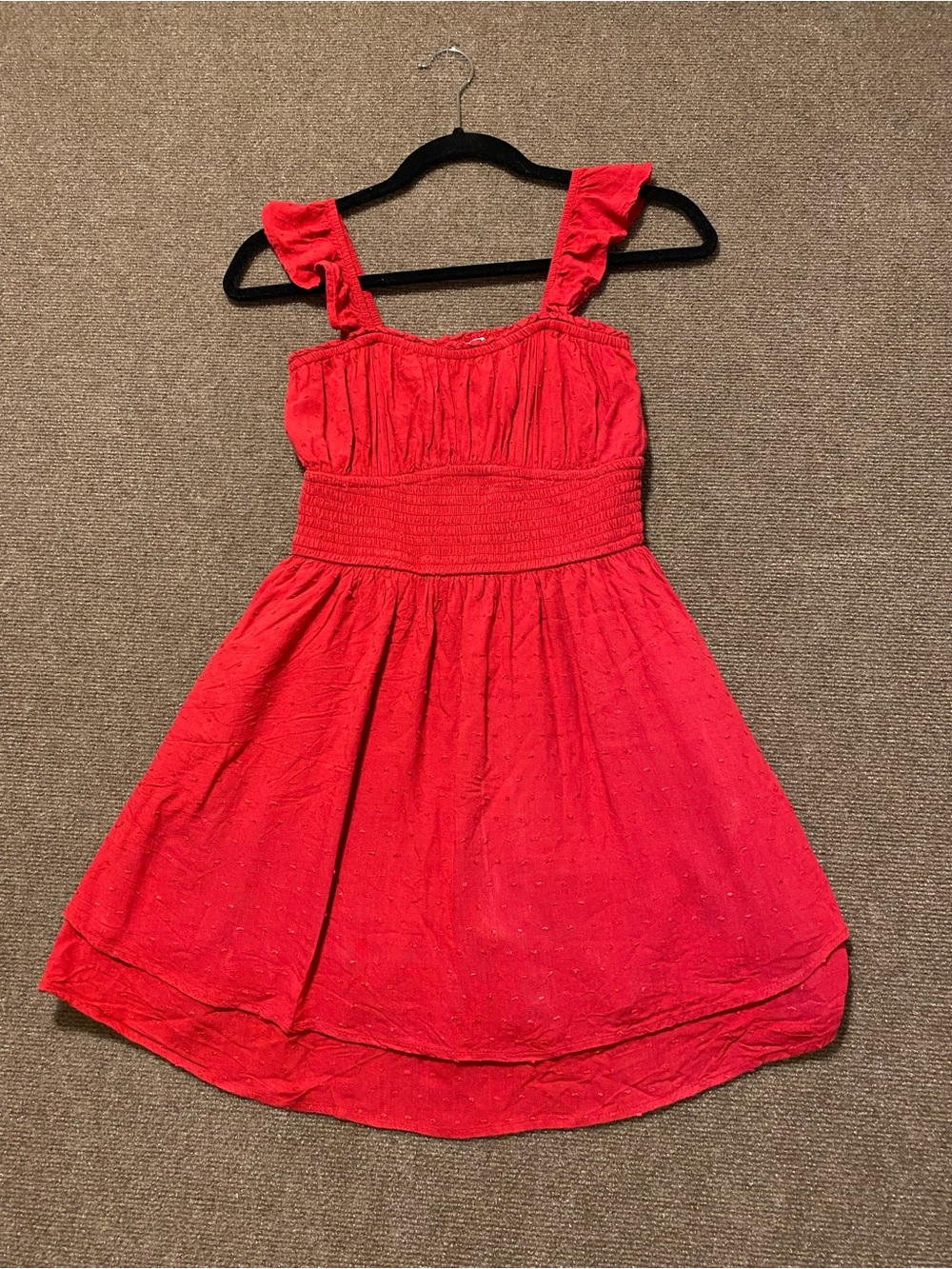 Hollister Red Ruffle Strap Smocked Skort Dress Romper Medium